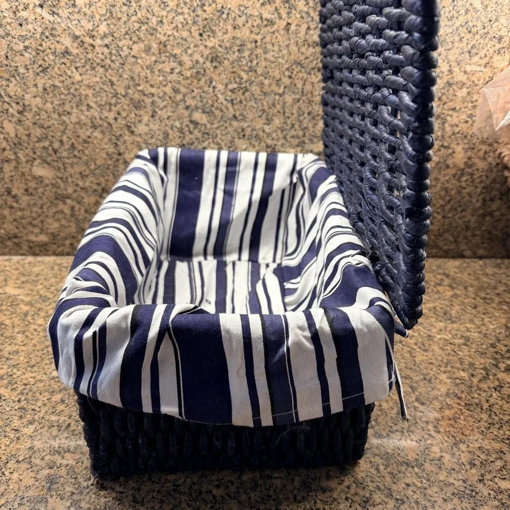 VTG Blue Wicker Storage Basket 12